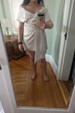 I can't wait to wear this at my bridal shower. I ordered a size up because of the reviews. It is super wrinkled so hopefully that comes out with an iron or steamer. It is a little tight on the booty but i wouldn't go up 2 sizes otherwise it would be loose in other areas - Rachel F.