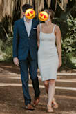 I wore this dress for my elopement in Hawaii. I was really happy with the fit and it was very comfortable. I agree with the other reviews that its a perfect length for those on the taller side. I liked the texture in the fabric, it was different and hid the seems well. It has some stretch but keeps the fit. I would say it's a true small but runs a little smaller in comparison to other Lulus small dresses. - Grace S.