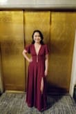 Bought this dress for a friend's birthday and it fits perfectly. So flattering and such a beautiful shade. Got so many compliments on it! - Carla W.