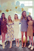 This was the perfect dress for my bridal shower! I got so many compliments! I love the length and felt like it was the perfect vibe for a brunch. I am usually a Small, but wore a Medium in this dress because the sleeves ran a little tight on me. I tried both sizes and the medium was a bit more comfortable in that area. 100% recommend this dress for any of your bridal festivities! - Liz J.
