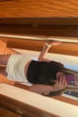 I am in love with this skort. It is taking everything in me not to buy the black version! It's got a little bit of stretch to it and isn't see-through at all! Also with having legs on the longer side most skirts and skorts end up being or looking too short on me but this one is perfect! - Moriah B.