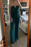 First of all, sorry for the dusty mirror in the review picture. Second of all, this jumpsuit is amazing! It might be a smidge too long for me at my height, but I think I can get by with heels. Nice material and really forgiving material and shape. - Maggie B.