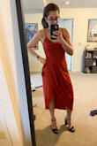 I loved the fabric! I was looking for a dress for a barn wedding, not too prom-y. Love the color, it is not super red, more terracotta I think. - Denise M.
