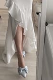 I'm obsessed with this beautiful baby blue bow satin mule! I love everything. It's really cute and comfortable. I got these for my wedding reception, but I'd definitely wear this with jeans or dresses. - Taeyeon K.