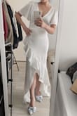 I got this for my reception dress since my ceremony dress has laces and beads. I wanted to wear a silky dress for the reception. I love it! One thing to mention, the fabric is pretty thin(not see-through), so I'll have to wear shapewear. Otherwise, it shows my belly button. - Taeyeon K.