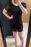 I am between a S and a M here at Lulus so I ordered both, but the S still feels a bit too big. However, it is still a gorgeous dress and I absolutely love the material! Overall, I would recommend getting it, but I would also recommend maybe ordering 2 sizes or sizes down. I am also super grateful to Lulus for shipping to the military stationed overseas!! - Caitlin M.
