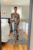 Vacay vibes all the way! This is a lightweight and elegant look that fits comfortably and is easy to get in and out of. I was worried it was going to give pajama vibes but not when styled with a great set of heels and statement earrings. It's a winner, see more of her @thestylestrudel - Sonja O.