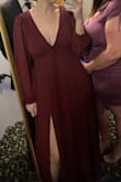 This was perfect for a church wedding! I felt great and received so many compliments!! V neck and back are too low for a bra, plan ahead for that. The slit is perfect. It was a little bit tight in my rib cage but I wouldn't change the size. Can't wait to wear it again!! - Morgan R.