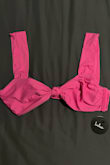 I bought the matching top and bottom, and while I initially felt unsure about the thick straps, this ended up being my favorite of the other pink swimsuits I got from here. If thick straps aren't your fav, you can twist them to make them thinner. The color is so pretty (true to color, even though this photo was taken with yellow-tinted lights above) and it looks very flattering. Slightly thin with double-layer. There are no detachable cups, but it's not see-through. - Terra P.