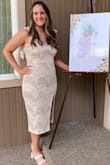 This was perfect and comfortable for my bridal shower. The slit is high when you are sitting, but that didn't bother me at all. - Amanda Y.