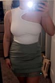 Bodysuit fits perfectly. Love the thick material. Skirt also from Lulus, size M. - Lauryn T.