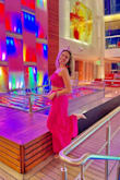 This outfit fits true to size. It's a beautiful color and was a perfect addition to my cruise wear! - Candace C.
