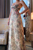 This dress is absolutely beautiful. It has a romantic air and it was perfect for a Spring wedding night. In-person is less blush than how it looks in the pictures and it has hints of something like olive green and rustic beige. It has good length, so you need really high heels or need to adjust it, in my case I used 10cm/4.5" nude heels. It is lightweight and you can easily move and dance, besides the zipper in the back, it is easy to adjust with the lace. Super recommended.
The only thing I found interesting was the cleaning and care. Can't be washed or dry cleaned. - Sara G.