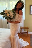 I ordered a med and large and had to go with a large due to my preggo belly! Loved it! It was so simple and cheap enough to get adventurous with my wedding photos without feeling bad about ruining the bottom of the dress. Would wear it again in a heartbeat. - Aubrey W.