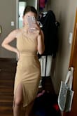 I was skeptical at first when buying this dress due to my petite figure but am thrilled I did! Hugs your body in all of the right places. Sexy yet sophisticated enough for weddings. - Kaleigh A.