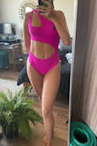 Good quality and fit! My tummy is my problem area and it covers it up perfectly while still giving sexy vibes with the cutouts. 

The small was a tad larger than I anticipated but worked for my body. If you like a very snug fit you might want to size down. 

One last thing to note is that there is no extra lining/cups/support in the boob area - this wasn't an issue for me as my boobs are on the smaller side but something to keep in mind if you need support in that area! - Shallah F.