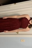 This dress is beautiful and looks better in person than it does online. I had to talk my daughter into this dress and was so glad that I did. It fit her very well except for the length&I had to get the a bit removed from the bottom. - Dana R.