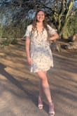 Love this look and style of this dress! Very comfortable and perfect length! I had a little trouble keeping my bra from showing, but I think that can be fixed with something different! - Aubrey K.