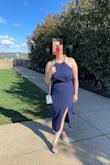 I bought this dress for my cousin's wedding and I was super satisfied. It was a safe and elegant choice and the dimensions were accurate. Although if you have full arms and shoulders, this model is a bit risky because it kinda exaggerates your arms and shoulders.
I wore it with silver glittery high heels and big round silver earrings. - Mina G.