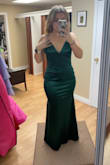 Ordered for a sorority formal, fits so well! I have a semi-athletic build so I ordered a medium to make sure it fit my curves. I had it hemmed as I am short and taken in just slightly in the bust, but I totally could have gone without all that and still been fine. would 100% recommend it! - Allison V.