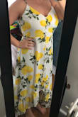 Originally ordered a large based on the sizing guide, but the bust was SO small it flattened me right out. Understanding I'm short with a larger chest, but I read other reviews saying the same thing and decided to trust the guide. XL was much better. Good quality fabric while still feeling light. The pattern is super cute. Will be great for my shower in August. :) - Ashley P.