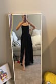 This dress is so gorgeous and perfect for prom! The slit goes up a little high so I will have to wear shorts underneath but everything else is perfect. - Kennah P.