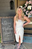 This dress was perfect for my bridal shower! I ordered an 8 and it fit great! It is great quality and so flattering! The slit was a little high so I used a safety pin to make it a little more modest.
Overall I love the dress!! - Madelyn B.