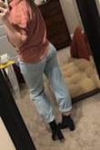 I was so pleasantly surprised with these! I have a small waist and large bum and I can NEVER find pants to fit on the first go around. These are just a bit big on my waist but not enough that it's noticeable, and they fit great in the bum! Super cute everywhere else! I sinch in the bottoms and cuff them up to taper the leg just a bit and I love the look. Cute dressed up or with a T-shirt. - Jessica L.