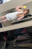 I plan on wearing this dress to my college graduation ceremony in May, and I think it looks amazing! Material is poly/spandex so it definitely will hug your body, which I'm fine with, but it may show a little more than some may be comfortable with! Make sure to wear seamless, skin-tone underwear or else it'll show. I'm struggling to find something to keep my chest in the spot I want it to be due to the color of the dress, but alas! She is gorgeous. ALSO, in the photos I have posted, I mocked up what a shorter hem would look like. Regularly, the dress ran 2/3 inches below my knee! - Mya P.