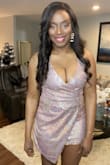 This dress fits so well. It looked like a beautiful disco ball. It wasn't itchy and felt comfortable. I'm tall with long legs and it wasn't too short on me. - Melissa C.