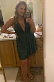 I loved this dress! It shows a lot of skin but is very flattering. Great color and shimmer. I would definitely recommend boob tape. I know some reviewers had an issue with side boob but I did not have any worries about coverage even without boob tape on. - Lillian M.