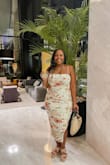 This dress was meant for curves! I felt amazing in this dress and got tons of compliments. Everything about this dress was perfect: the color, the length EVERYTHING. It is very stretchy and comfortable, but I still wore my spanx for ultimate curve definition. I want this dress in every color! - Meagan S.