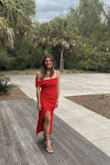 The dress was beautiful and the material is really good. My only issue is that it was a little tight around the chest area, which I had read in previous reviews. Other than that def worth purchasing. - Leyla R.
