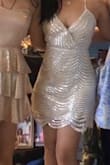 It's a really cute dress, sparkly and cute! Definitely recommended! It's a little long but other than that it's perfect! - Tina X.