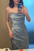 This dress is perfection. I was surprised to be an XS, normally I am a small in dresses. For bra I'd recommend the silicone nip covers or strapless. 
The fit was perfect from top to bottom. So comfortable to dance in. Color is scrumptious! - Caitlin F.