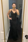 I absolutely loved this dress. Its such a flattering silhouette and a classic color. I also love that the straps are adjustable, however I had to shorten them so much that the little buckle showed from the front. Aside from that this dress is amazing! - Francesca K.