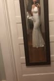 This dress is perfect for my wedding. It fits great and is very comfortable. True to size, I'm normally a 6 in dresses and the 6 fits great. I'm 5'9 and in the pictures, I am barefoot, so even if you're tall you could probably wear a kitten heel if you wanted to (I'm going to wear flats). Cannot beat the price! So excited to wear it!! - Katie M.