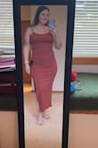 I ended up going with a different dress, but this one was super comfortable & stretchy. I loved the tie back & the color is beautiful. - Megan C.