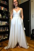 I actually liked this dress a lot! I don't think it is quite the style I want, but I really liked the fit of it and it is very beautiful. If I was keeping it I think I would have to hem it since it is rather long. - Emily C.