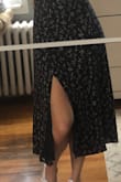 This is the perfect midi skirt for spring and I think it will be perfect for traveling! Good length for me, but I imagine it's pretty long for someone shorter. Fits comfortably at the waist. - Hannah A.