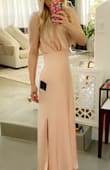 I wore this for my moms wedding and it for many compliments!  It's super comfortable (like silk Jammies) and flattering. Love that you can wear a bra with it. Only problems was it's a bit short. Even barefoot it's about 2 inches from the ground. - Leah D.