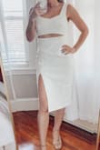 Obsessed with the dress. Really great quality, thicker which I like. I love the straps and length of the dress. Overall really happy with this dress for my rehearsal dinner. - Alexandra M.