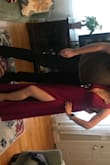 Runs long! Needed to have 4-5inches off. Great fit and lots of fun to wear! Used double sided tape and was good for the night! - Katelyn H.