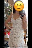 I bought this to wear at my bridal shower. It's a cute dress (maybe a little too sweet and juvenile looking, though). Ultimately I had to return it. 

I had to tighten the straps a lot to make the dress fit my torso and chest. Doing that made the neckline much higher than I wanted, but if I loosened the straps the dress was too loose. 

Also, there was a clump of loose tan string on the side of the dress. I think issues like that are always a risk with Lulus dresses (the quality of each individual dress is hit or miss). 

I think this dress is better for those with larger bust sizes, and the quality could be improved. - Caroline E.