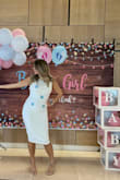 I wore this for my gender reveal party, I thought it was a little snug but it looked great. Everyone loved it, it showed enough belly as I wasn't showing much. - Patrick M.