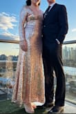 Super comfortable. The sequins do get everywhere, but there are still plenty left on the dress. Very stretchy too. - Nicole I.