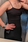 I just wanted something simple for a graduation dress (but wanted black so I could wear it in another setting) and this is so cute! It's the perfect length for a fitted dress (mid-thigh on me) and fitted but a surprisingly thick fabric so not at all sheer. I like that the straps are adjustable. My only qualm is the bust of the dress has a slightly odd shape to it - I wish it were just a straight cut across the top of the dress but it has just a bit of a dip. The ruffles at the bottom are super cute too - definitely will need to iron/steam them since the fabric at the bottom there was a little wrinkly. - Audra B.