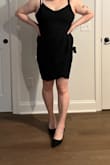 I loved this one the most among other black dresses I ordered together! Also, this one was the only dress that had plus size model photo (among the dressed I chose). It doesn't have zipper so I was skeptical but I fit in very smooth but due to its very stretchy material, it could not hold my fat around bust well. The overall shape looked so good but bust part looked awful, so I would not recommend it if you have big wide bust and you care about the fat around armpit and bust a lot. If I can't find any other dress I like, I would definitely come back and order 1 size smaller... just go on a diet ;) - Sanga Y.