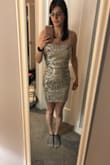This wasn't flattering on me. I think it could be for some people. The star-like design brings all the attention to the midsection and I didn't like it. The sparkle and quality are nice. Would be a good New Year's Eve dress but not good for the event I was looking for. - Stefanie V.