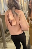 Love the back of this sweater! I have a smaller chest size so I didn't wear a bra, but a bralette could be cute with it. Super warm and cozy, perfect for fall and winter! - SHANNA N.